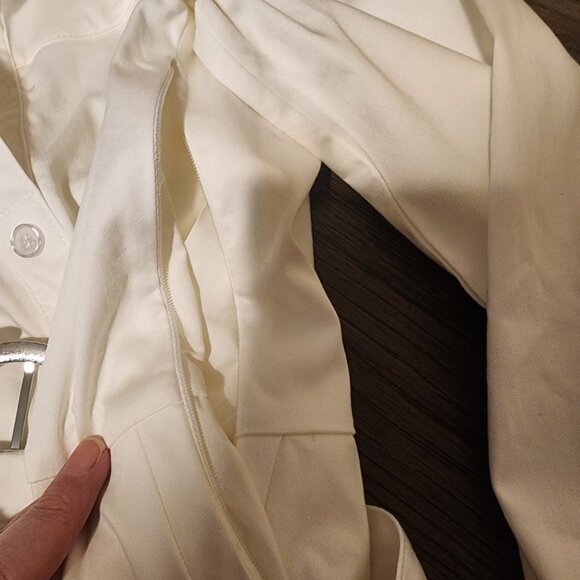 Avec Les Files Belted Cotton Blend Pleated Shirtdress NWT White Size 2 - Picture 13 of 13
